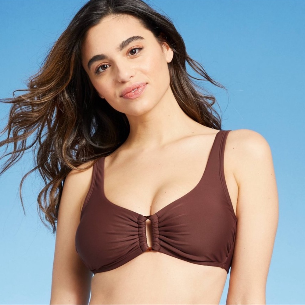 2/$20   Kona Sol Bralette Bikini Top - Mulberry Brown